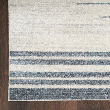 Nourison Home Astra Machine Washable  Ivory Blue  Contemporary