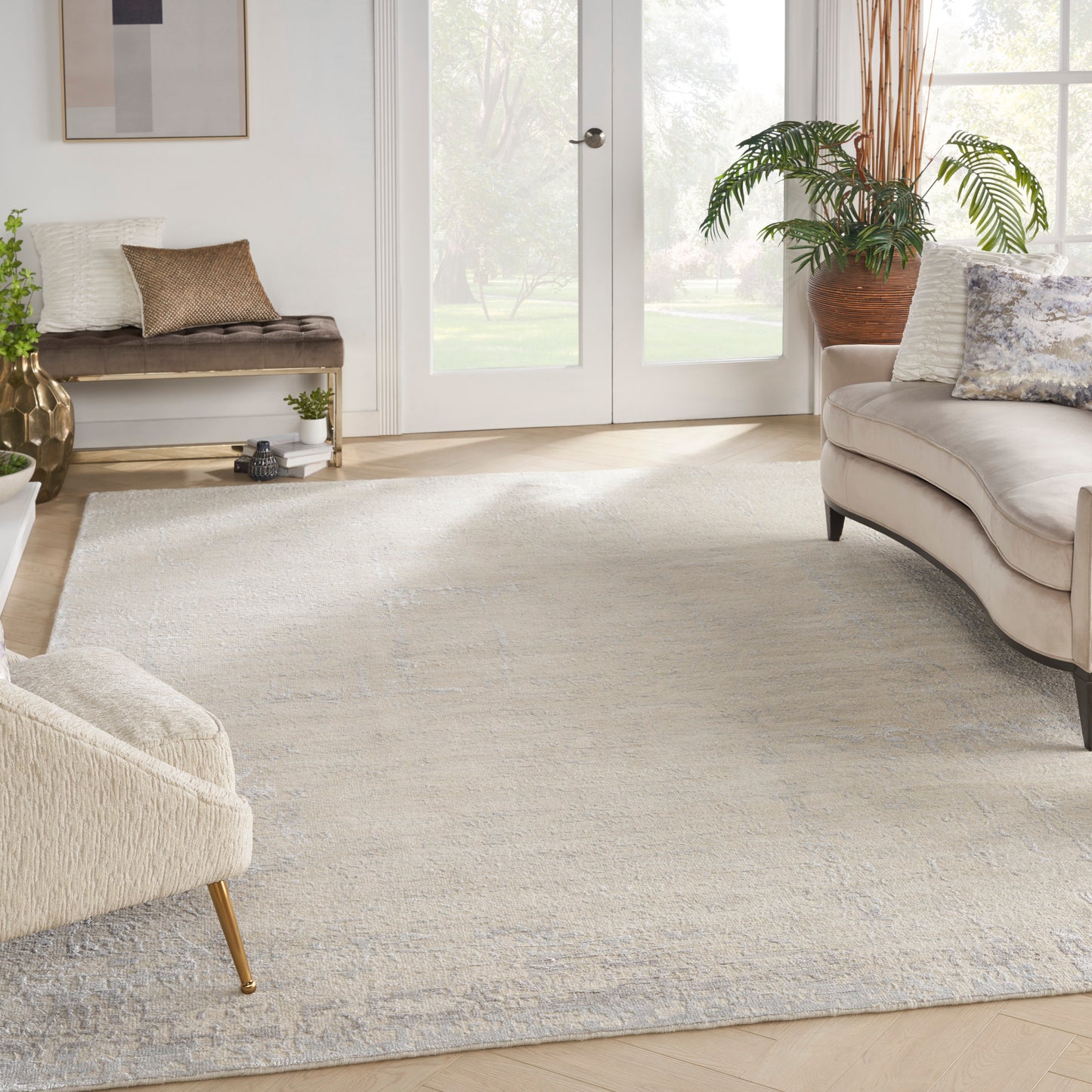Nourison Home Luna  Ivory Silver Blue  Contemporary