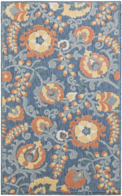 Nourison Home Aloha ALH17 Blue Rose Contemporary Power-loomed Rugs