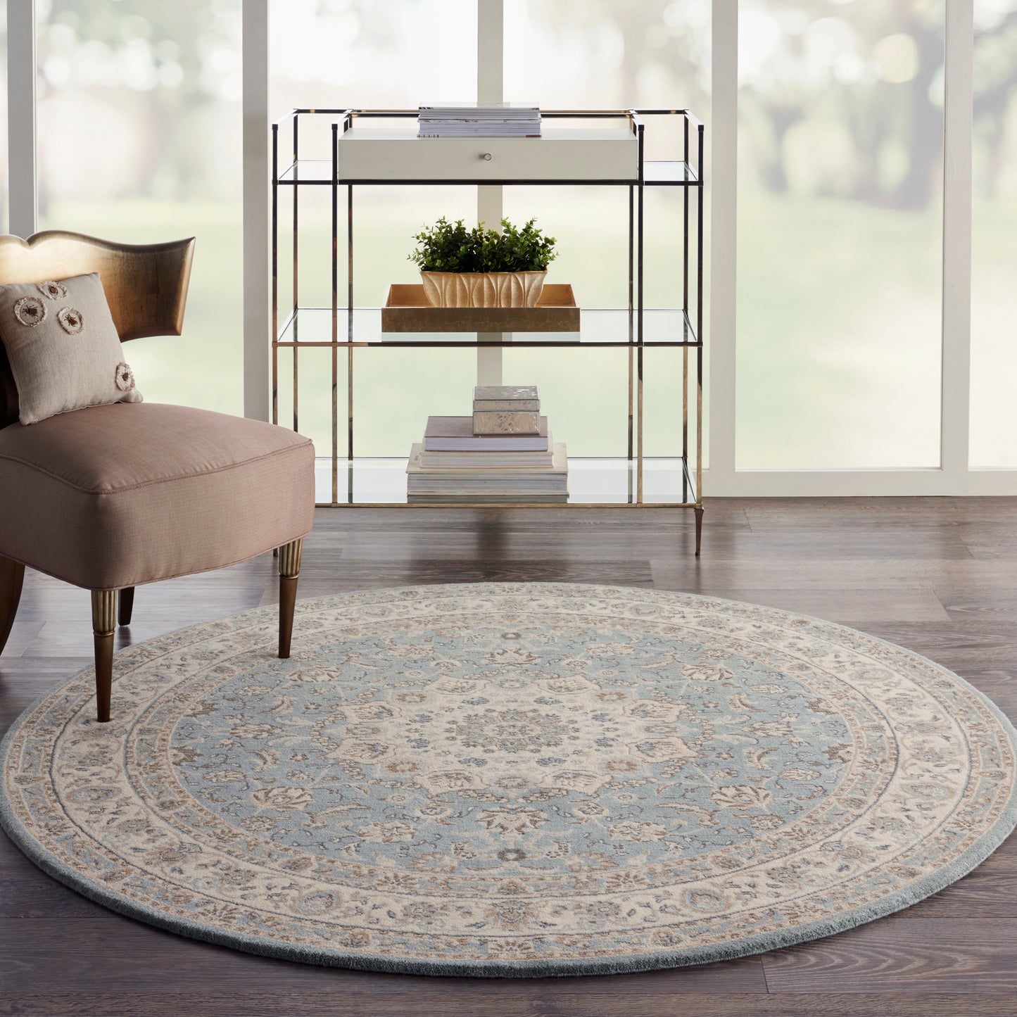 Nourison Home Living Treasures  Aqua Ivory  Traditional
