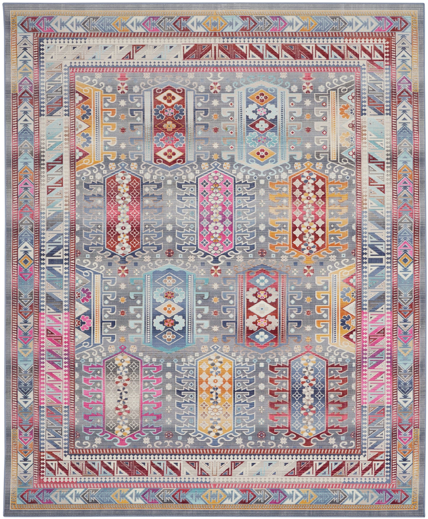 Nourison Home Vintage Kashan VKA06 Grey Multi Traditional Power-loomed Rug