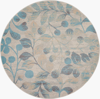 Nourison Home Tranquil TRA03 Ivory Turquoise Contemporary Power-loomed Rug