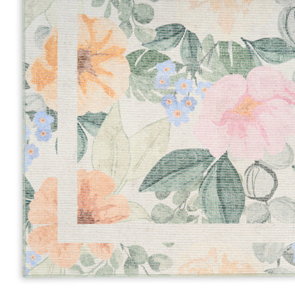 Nourison Home Botanical Washables  Ivory Multicolor  Contemporary