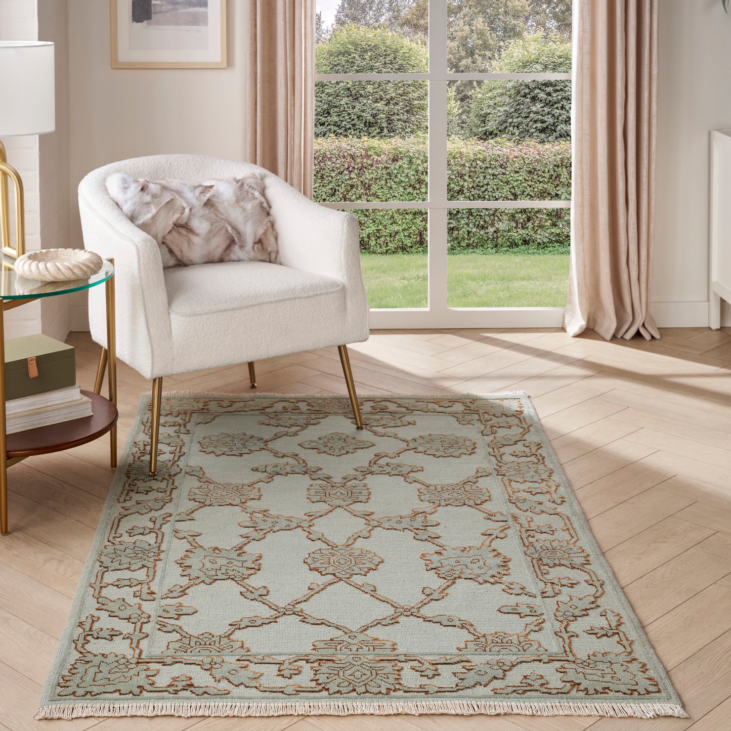 Nourison Home Silk Pointe  Aqua  Traditional