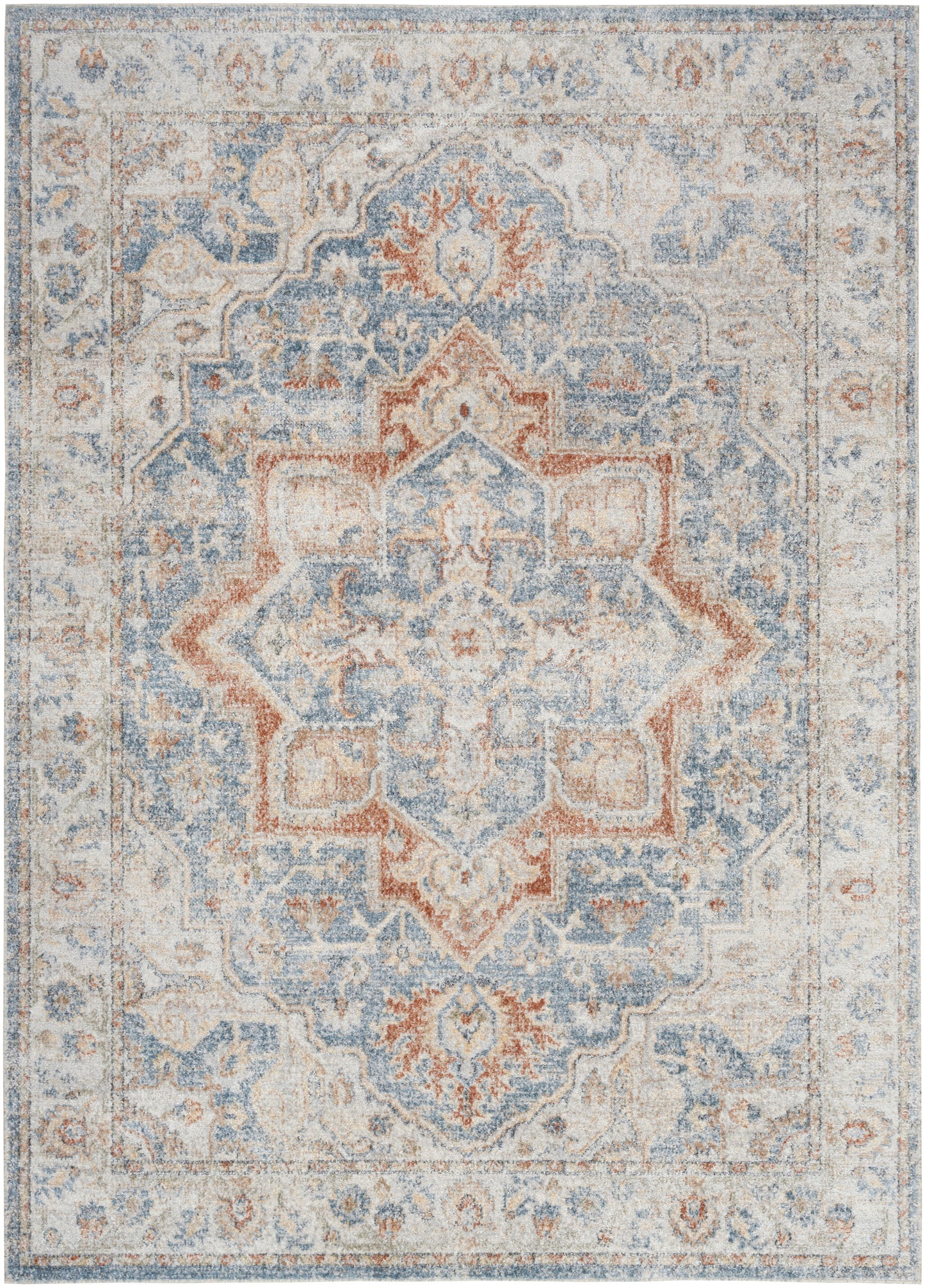 Nourison Home Astra Machine Washable ASW12 Denim Multicolor Traditional Power-loomed Rug