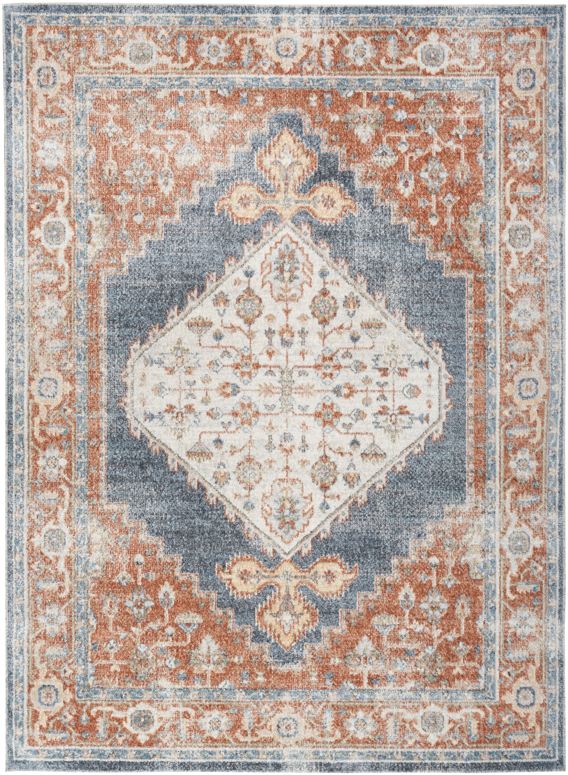 Nourison Home Astra Machine Washable  Denim Multicolor  Traditional