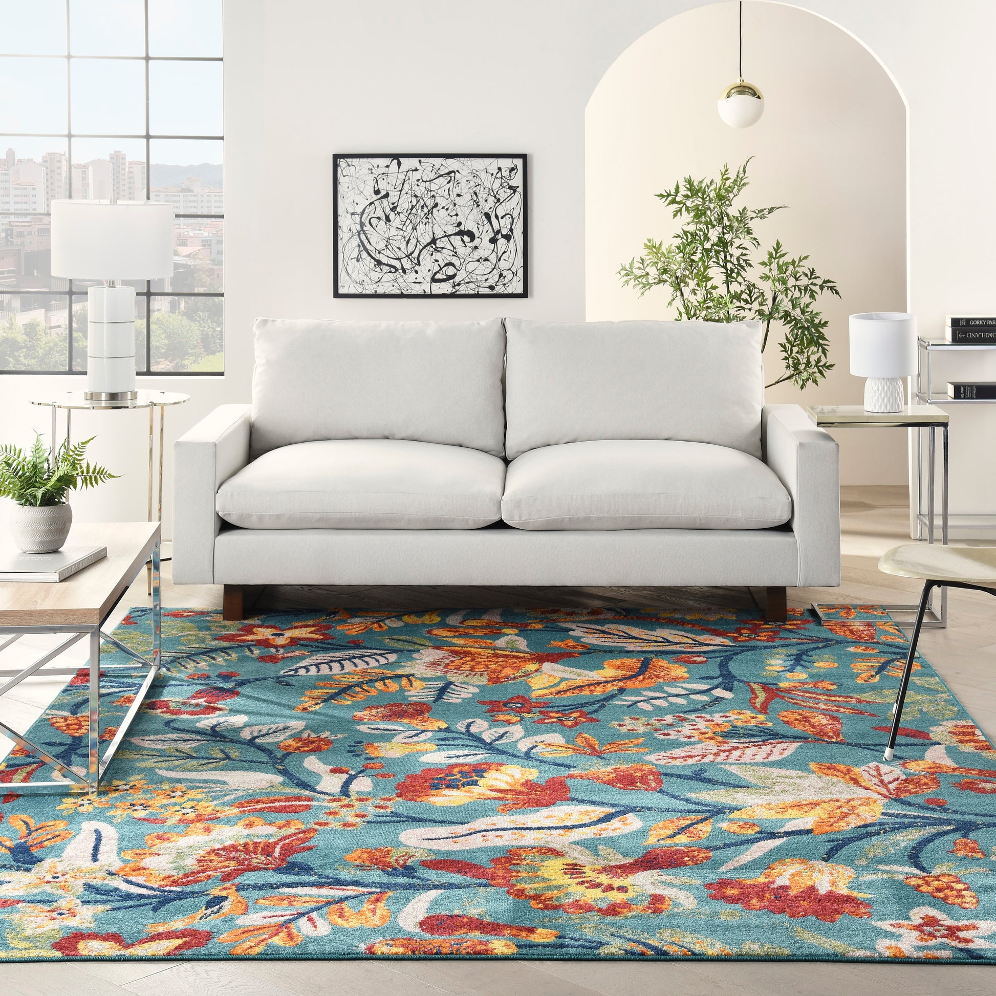 Nourison Home Allur  Turquoise Multicolor  Contemporary