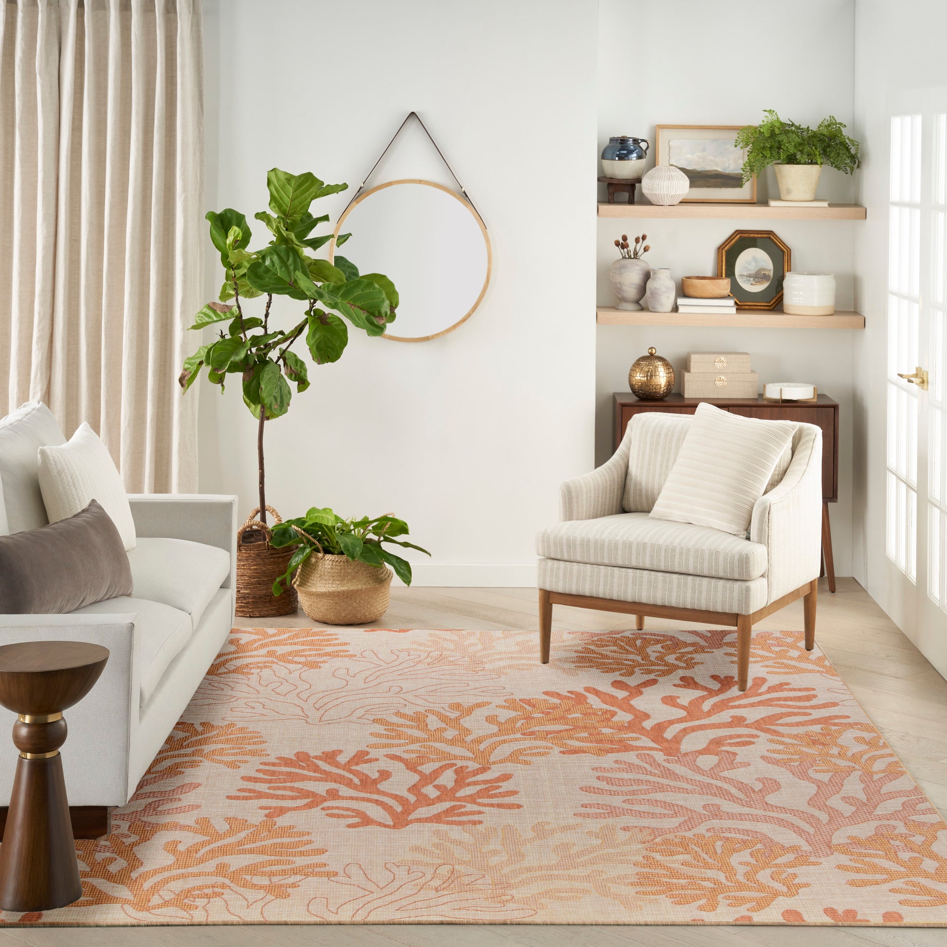 Nourison Home Garden Oasis  Coral  Contemporary