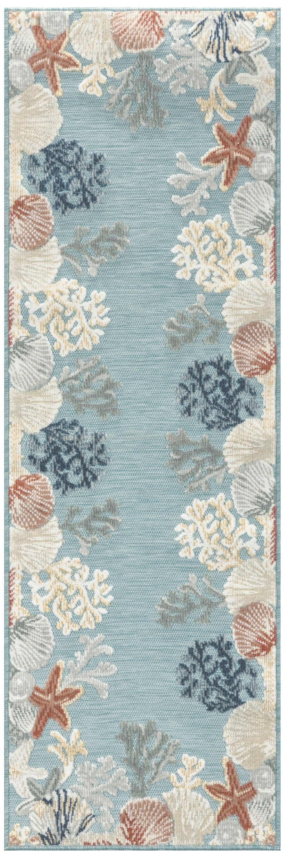 Nourison Home Suncoast SNC04 Teal Multicolor Contemporary Machine Woven Rug