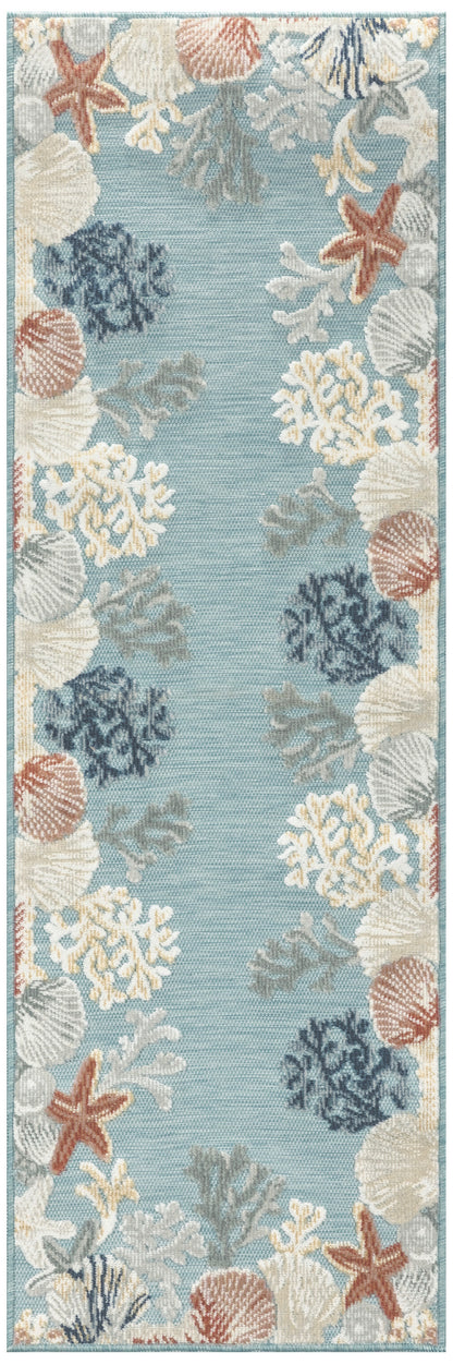 Nourison Home Suncoast SNC04 Teal Multicolor Contemporary Machine Woven Rug