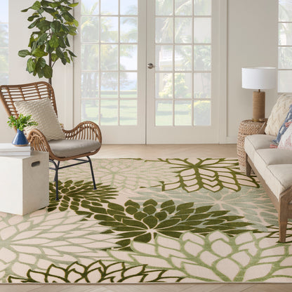 Nourison Home Aloha  Ivory Green  Contemporary