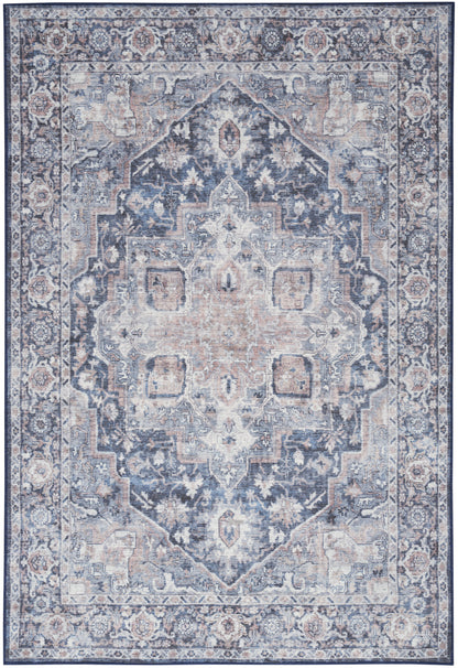 Nourison Home New Concept Washables SR101 Ivory Navy Traditional Machine Woven Rug