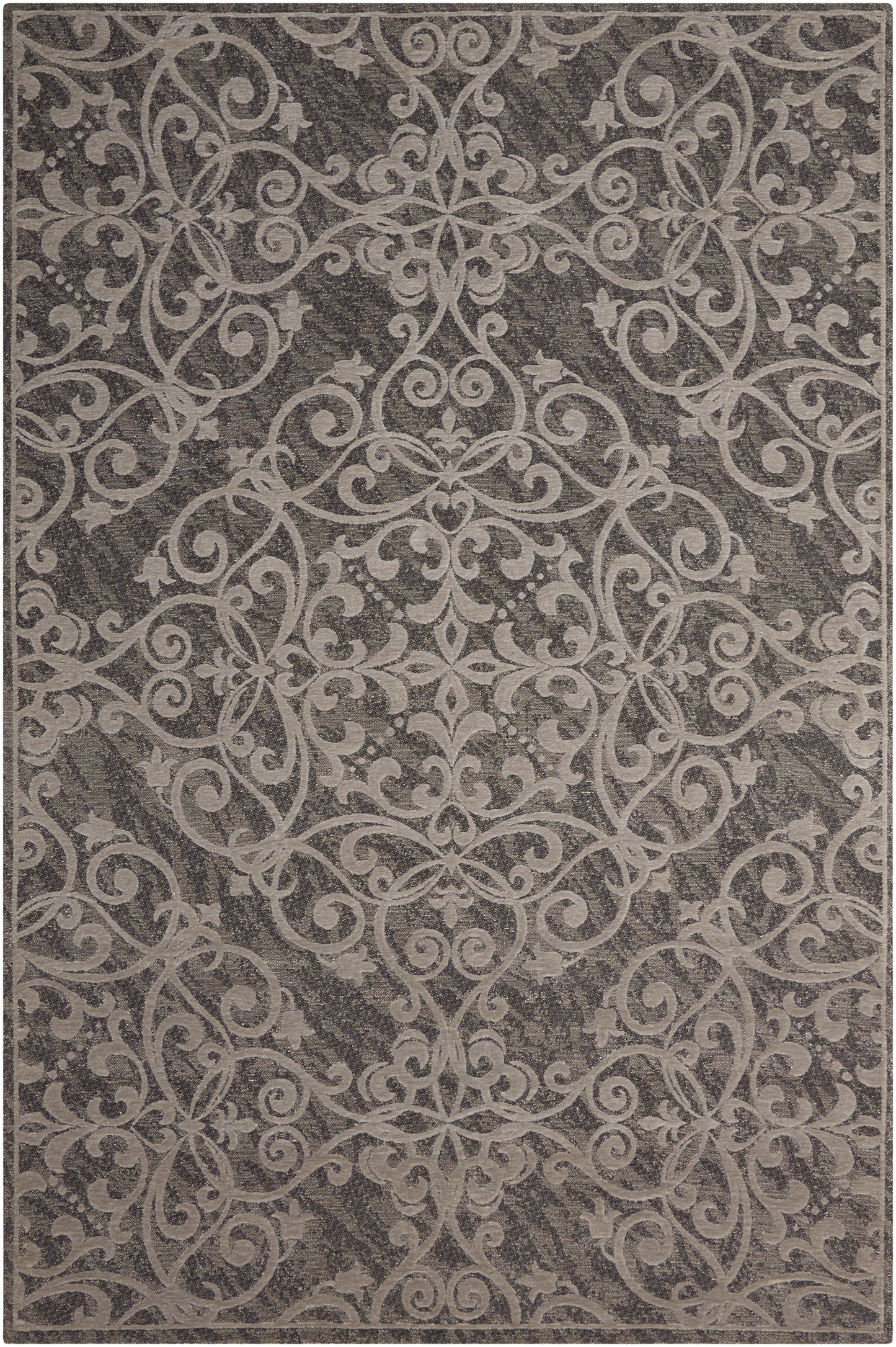 Nourison Home Damask DAS01 Grey Traditional Power-loomed Rug