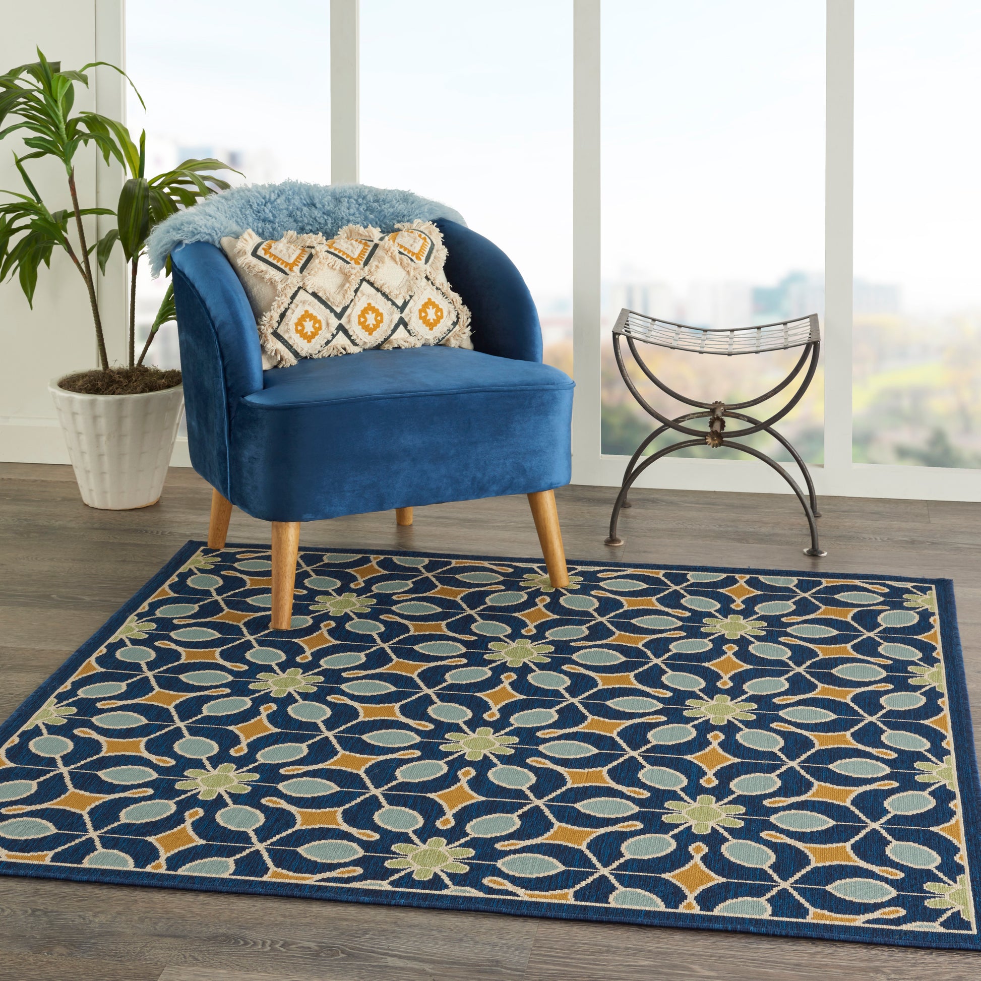 Nourison Home Caribbean  Navy  Contemporary