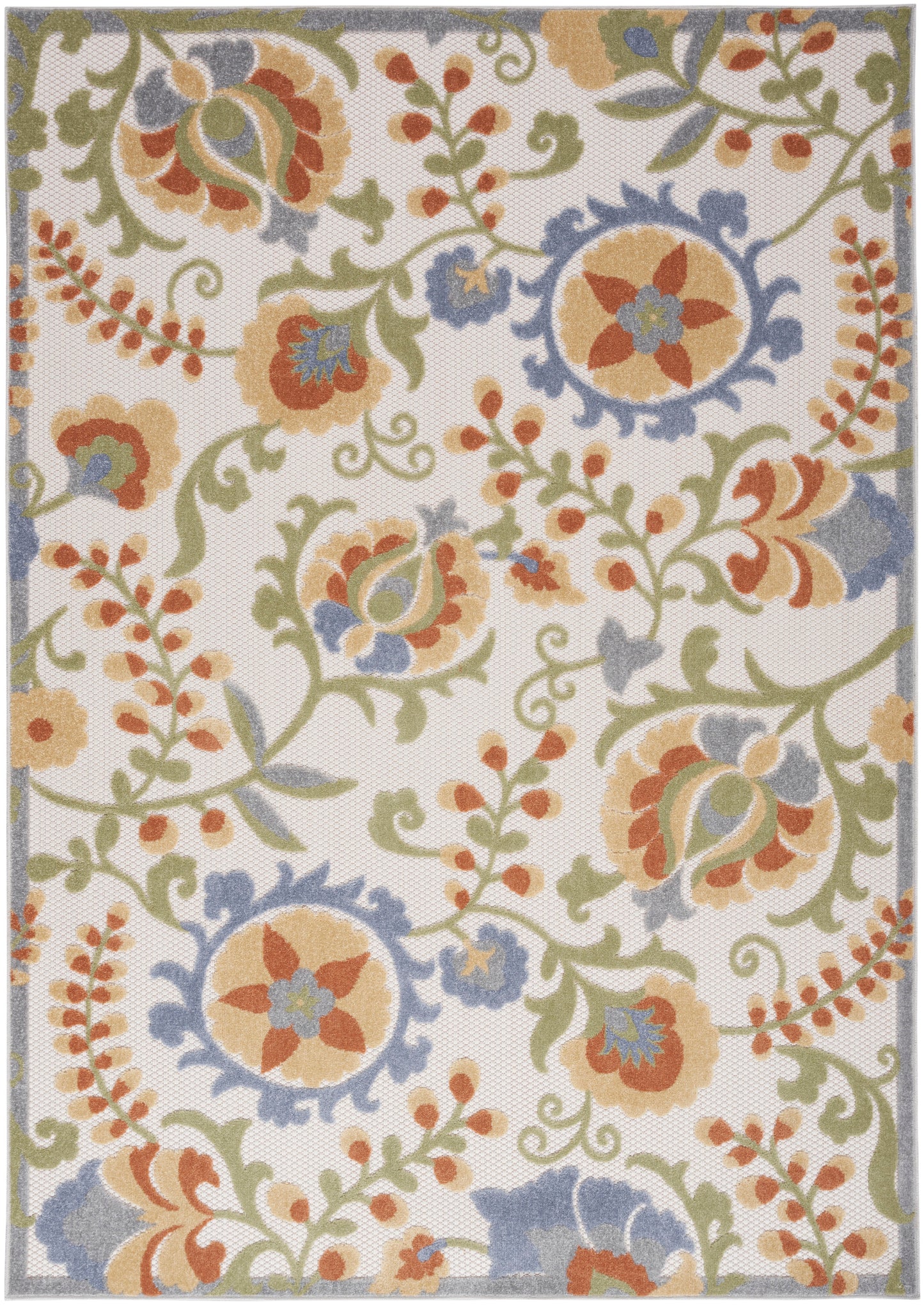 Nourison Home Aloha ALH17 Ivory Blue Contemporary Power-loomed Rugs