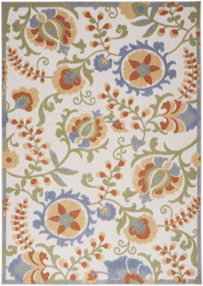Nourison Home Aloha ALH17 Ivory Blue Contemporary Power-loomed Rugs