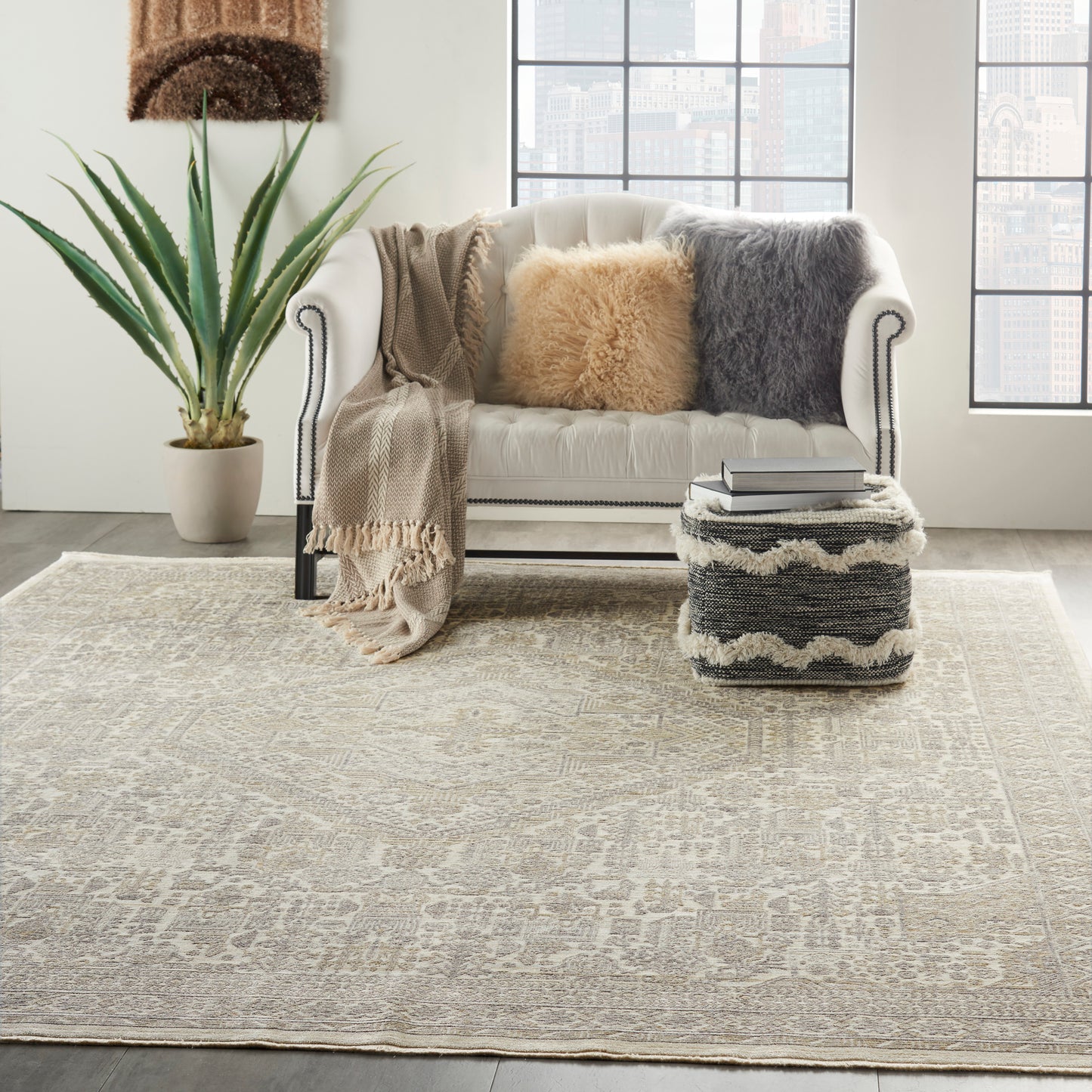 Nourison Home Lustrous Weave  Ivory Beige  