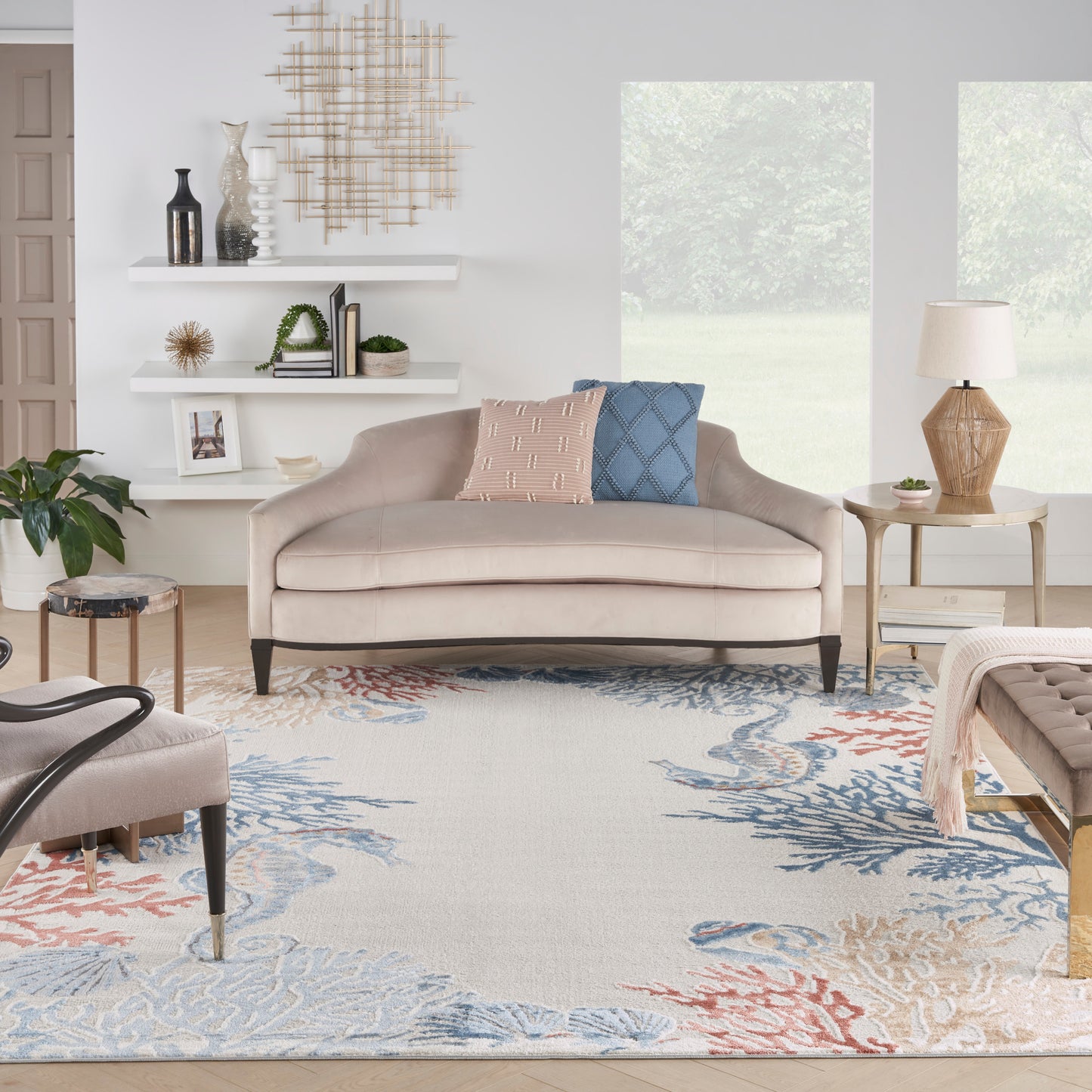 Nourison Home Seaside  Ivory Multicolor  Contemporary