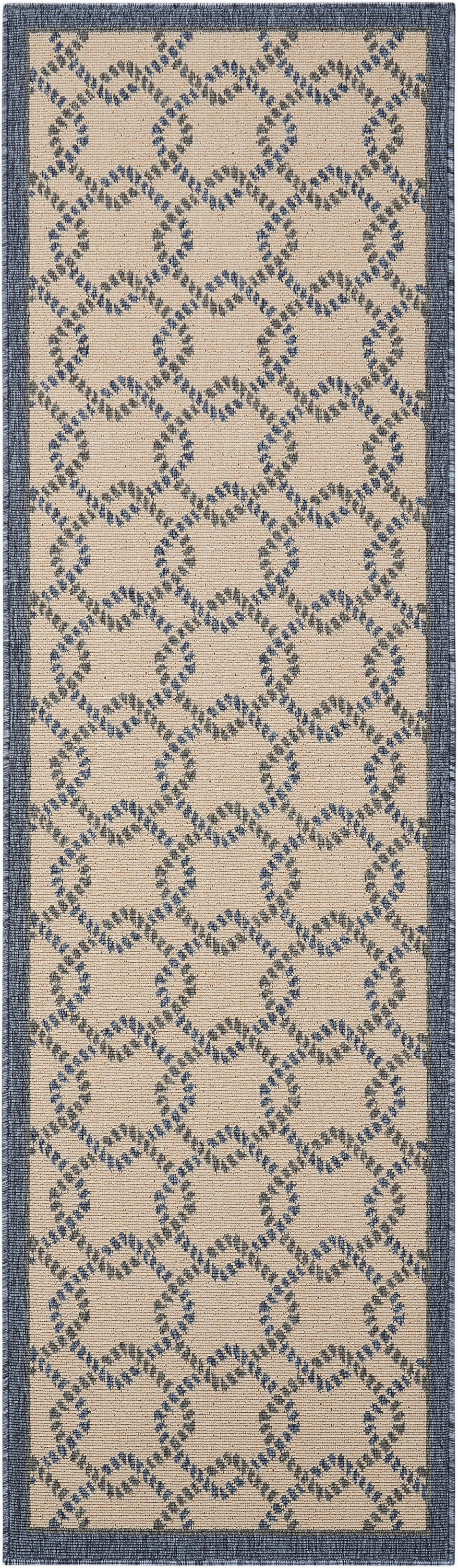 Nourison Home Caribbean CRB16 Ivory Blue Transitional Power-loomed Rug