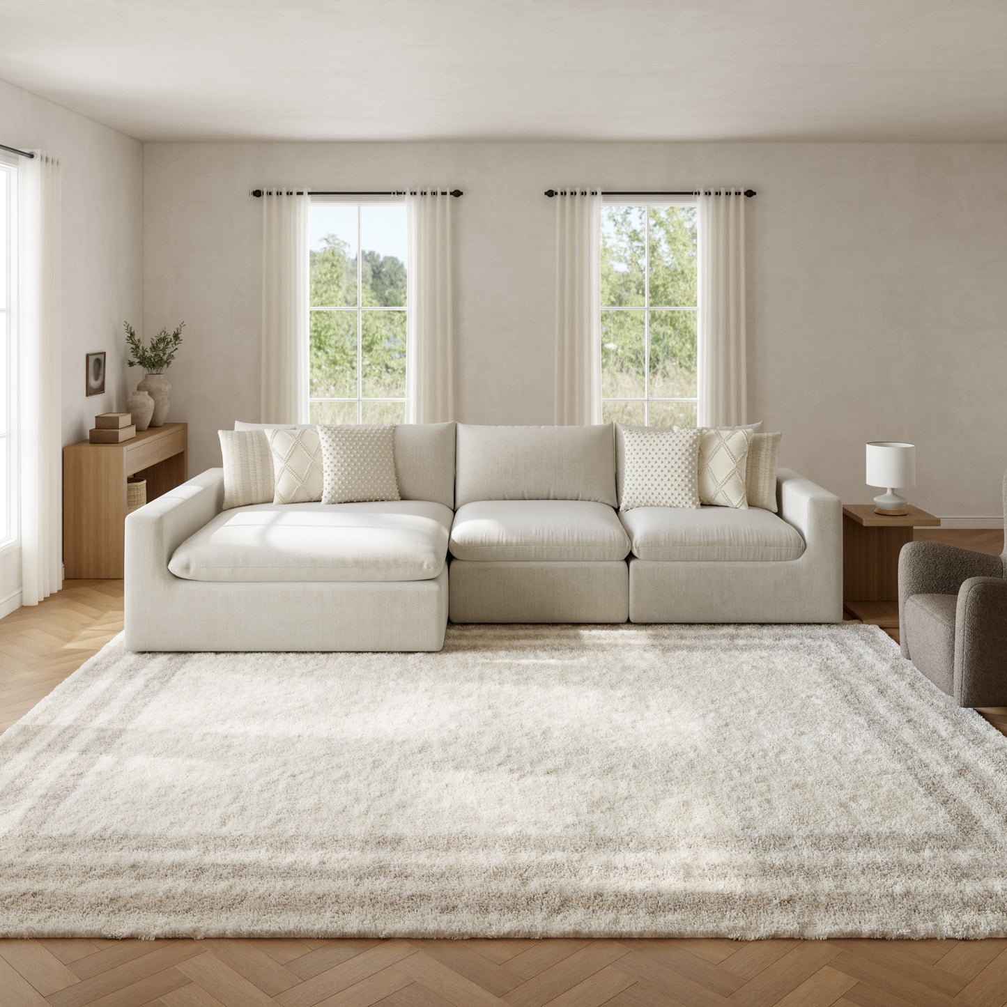Nourison Home Pacific Shag  Ivory Beige  Contemporary