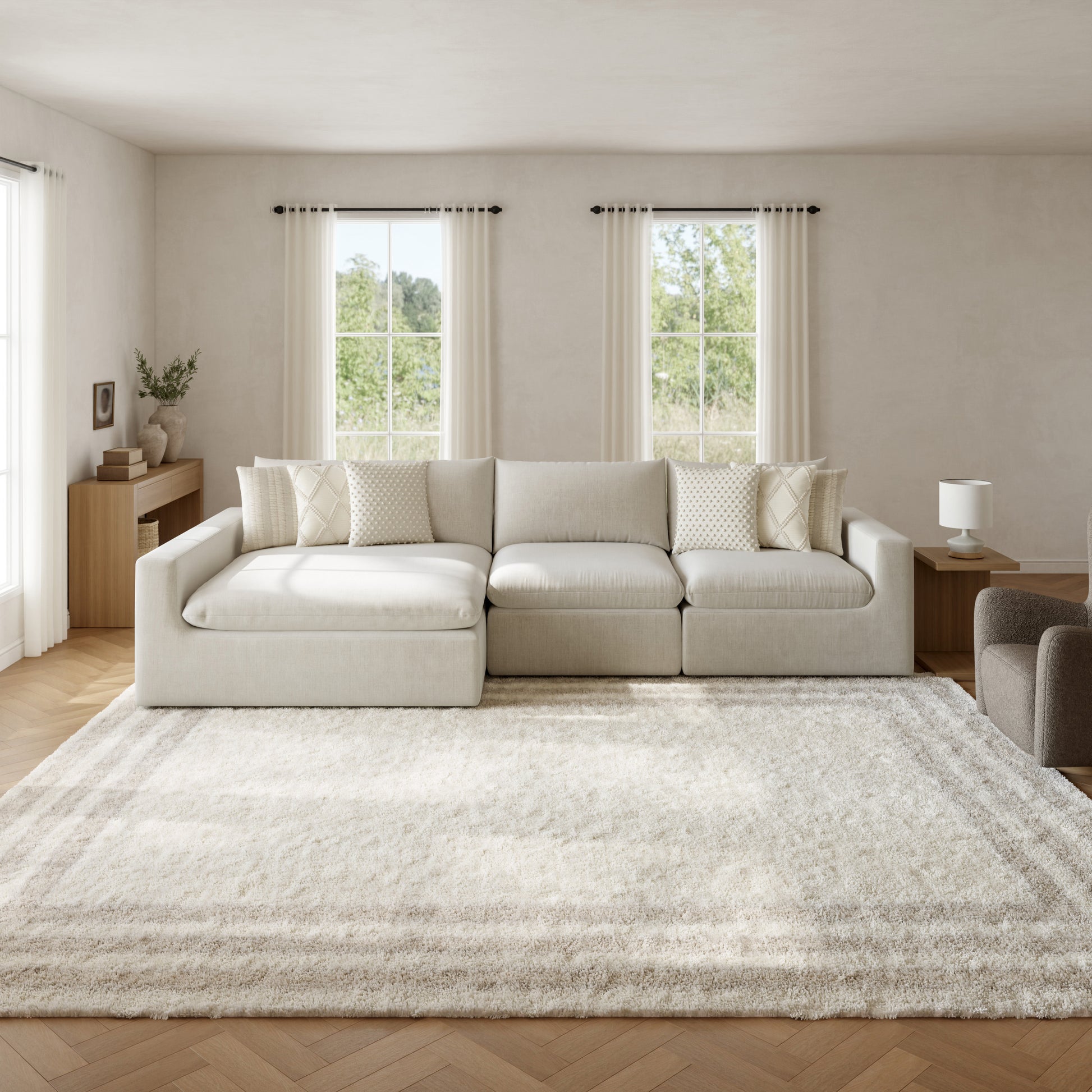 Nourison Home Pacific Shag  Ivory Beige  Contemporary