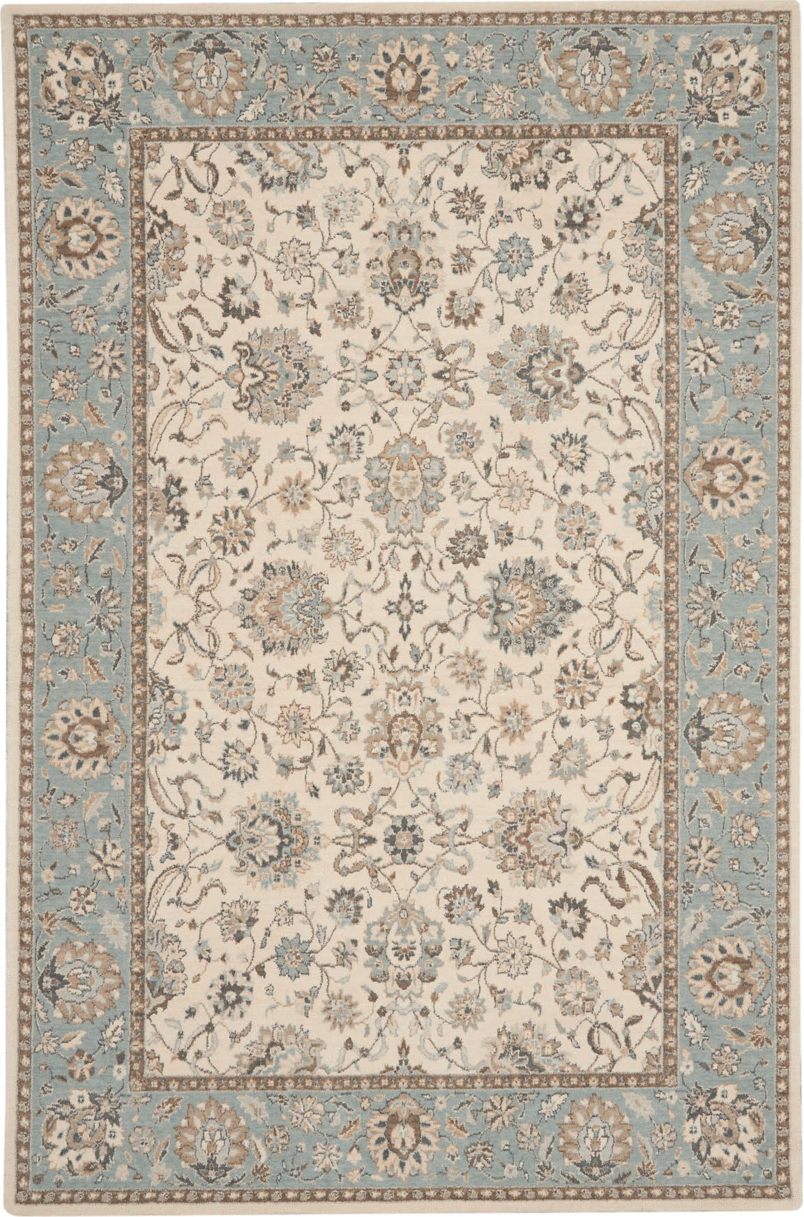 Nourison Home Living Treasures LI16 Ivory Aqua Traditional Loom-woven Rug