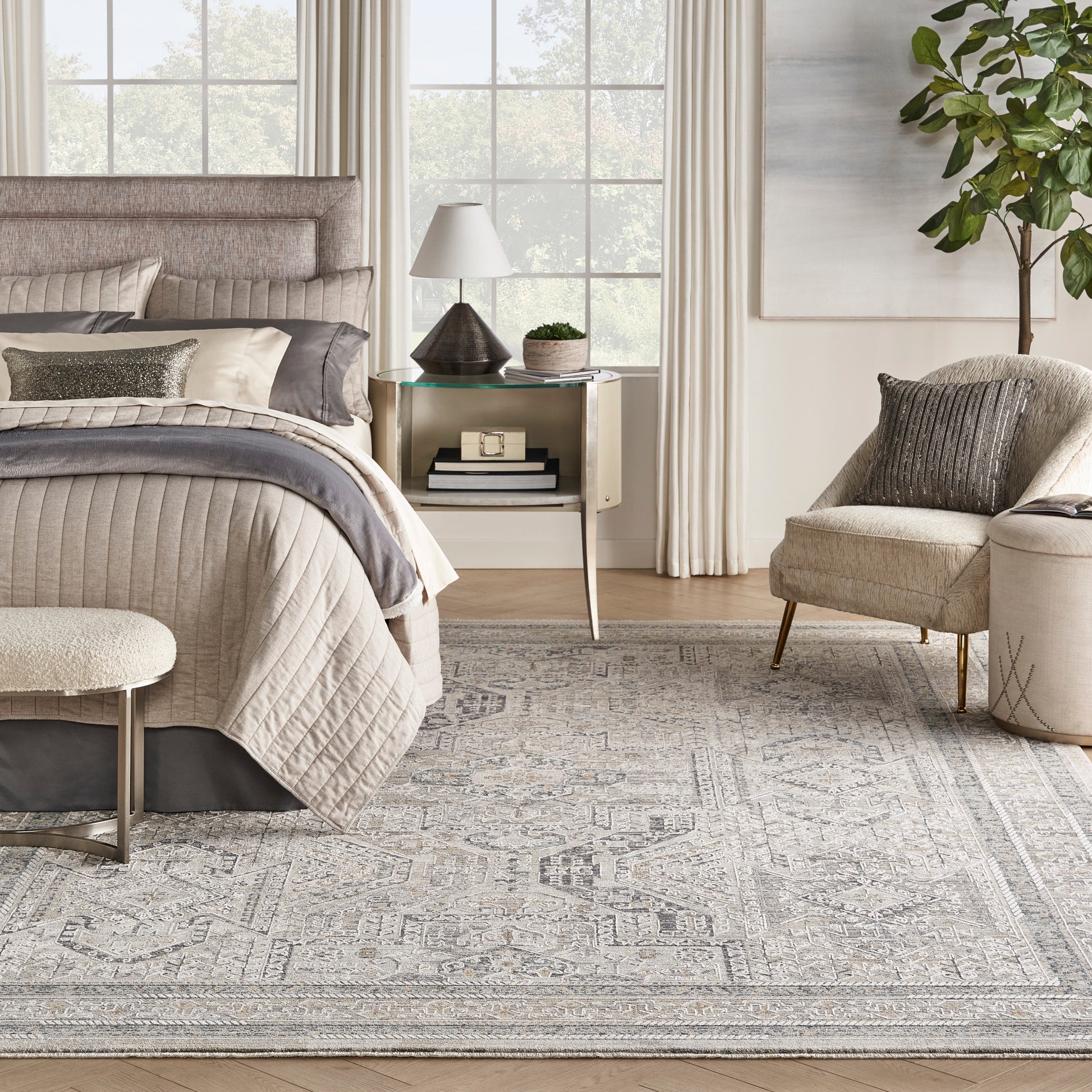 Nourison Home Lynx  Ivory Grey Blue  Transitional