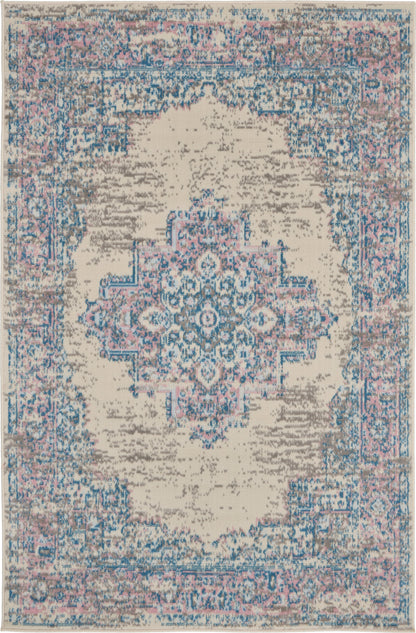 Nourison Home Grafix GRF14 Ivory Pink Transitional Power-loomed Rug