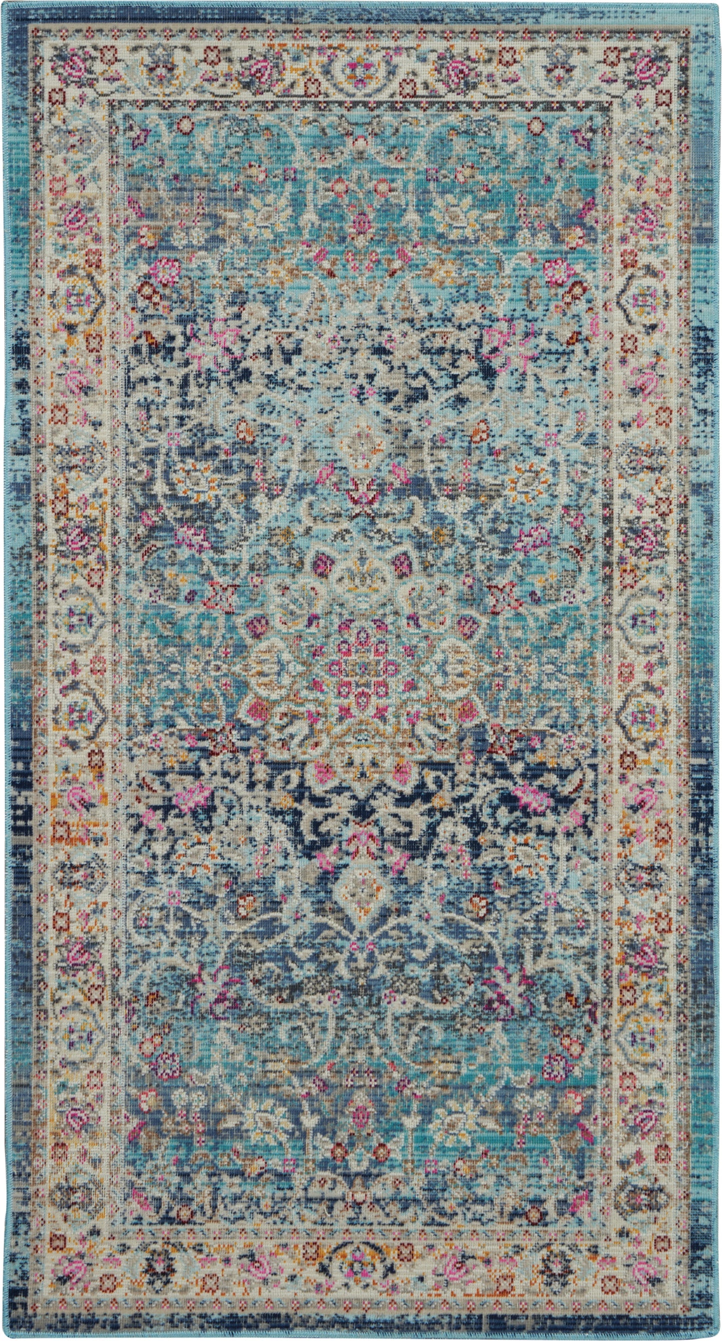 Nourison Home Vintage Kashan VKA01 Blue Traditional Power-loomed Rug