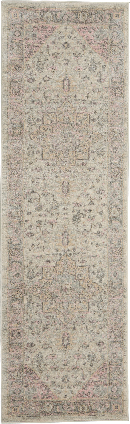 Nourison Home Tranquil TRA06 Ivory Pink Transitional Power-loomed Rug