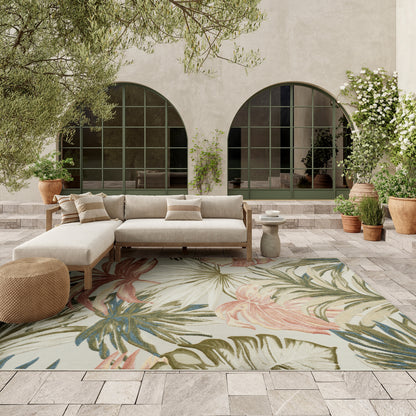 Nourison Home Aloha  Ivory Green  Contemporary