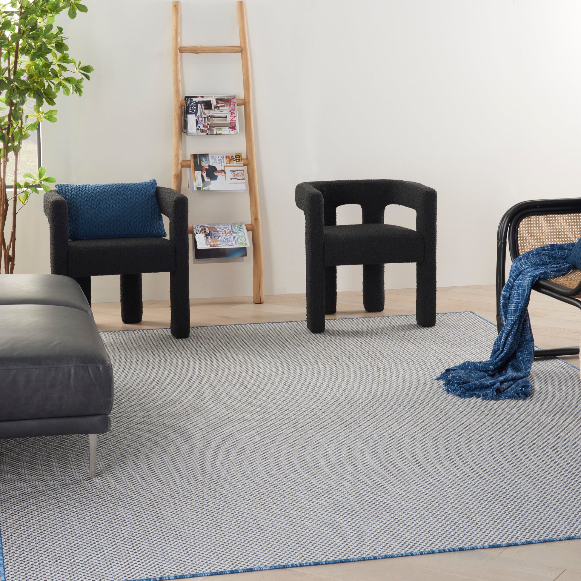 Nourison Home Courtyard  Ivory Blue  Contemporary