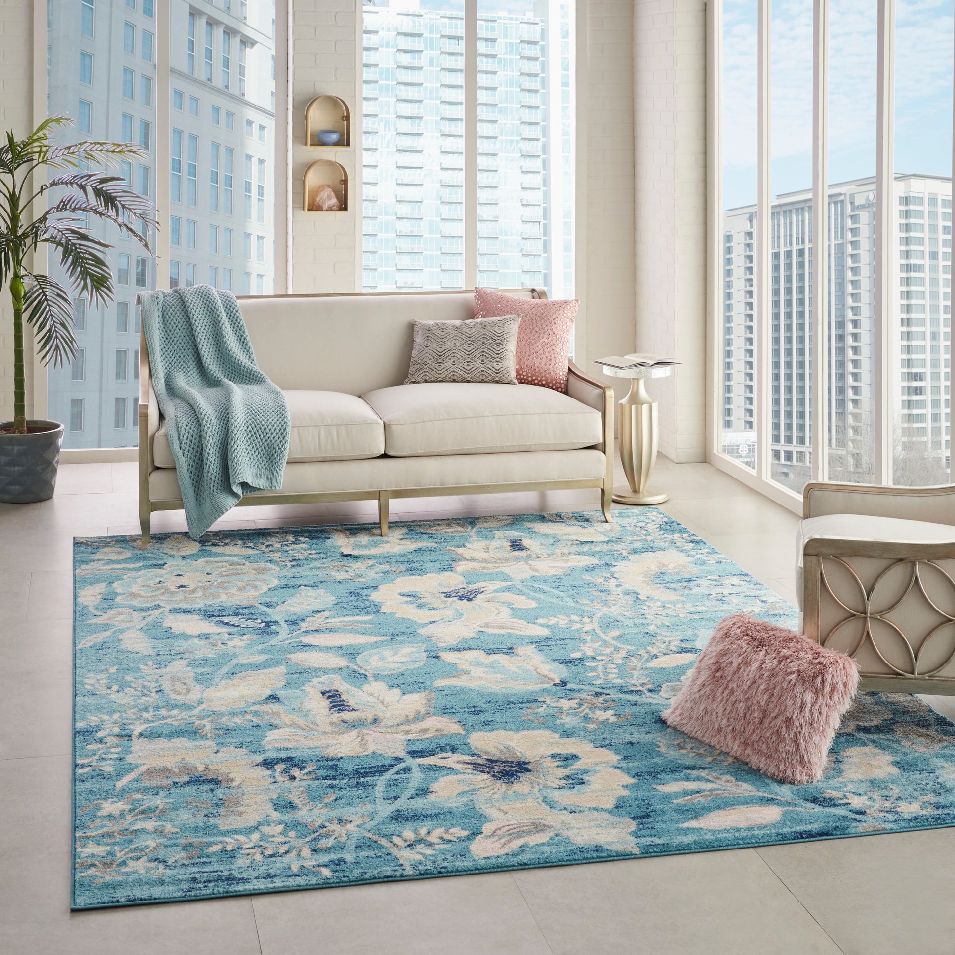 Nourison Home Tranquil  Turquoise  Contemporary