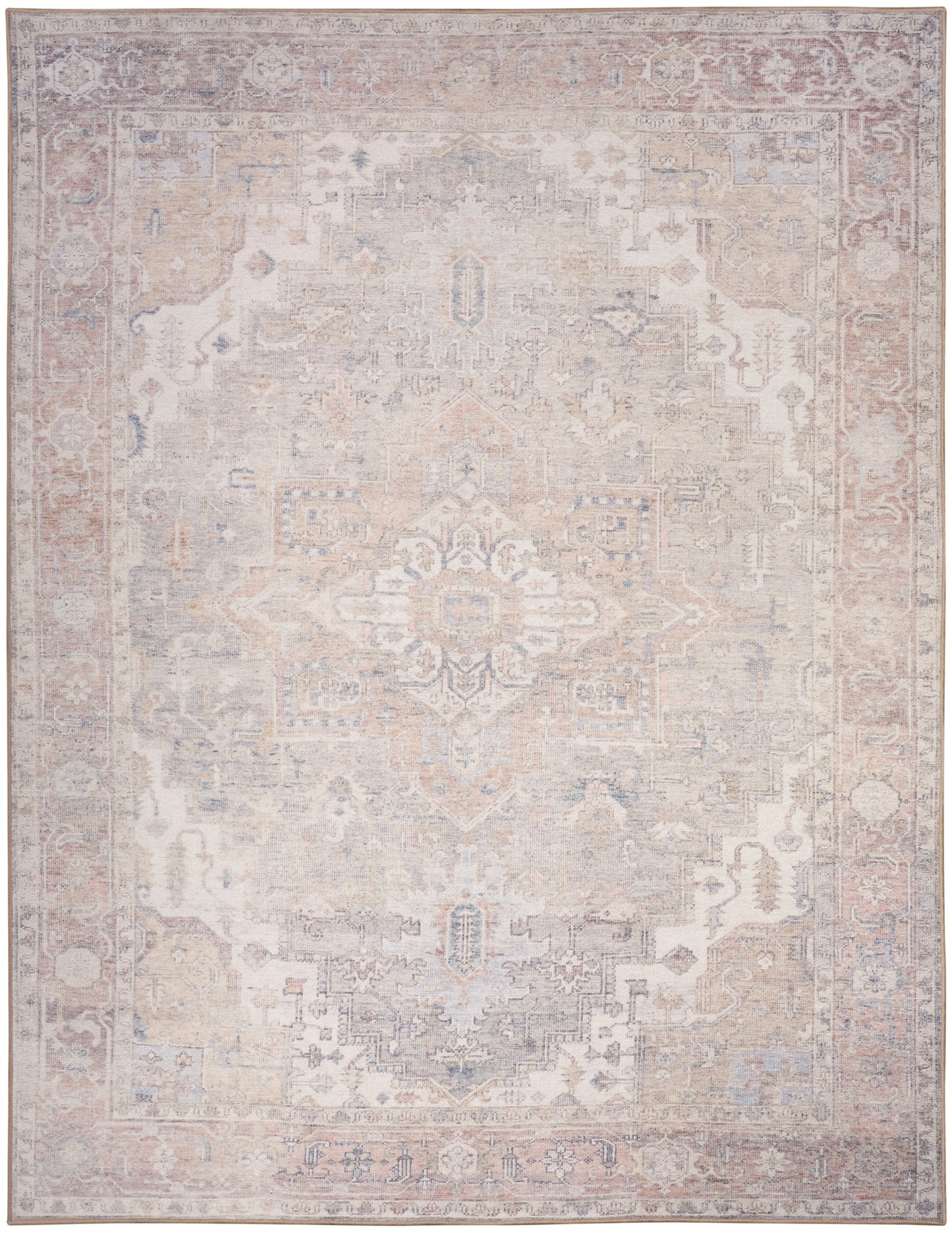 Nourison Home Vintage Washables VWS07 Light Blue Traditional Flat Weave Rug