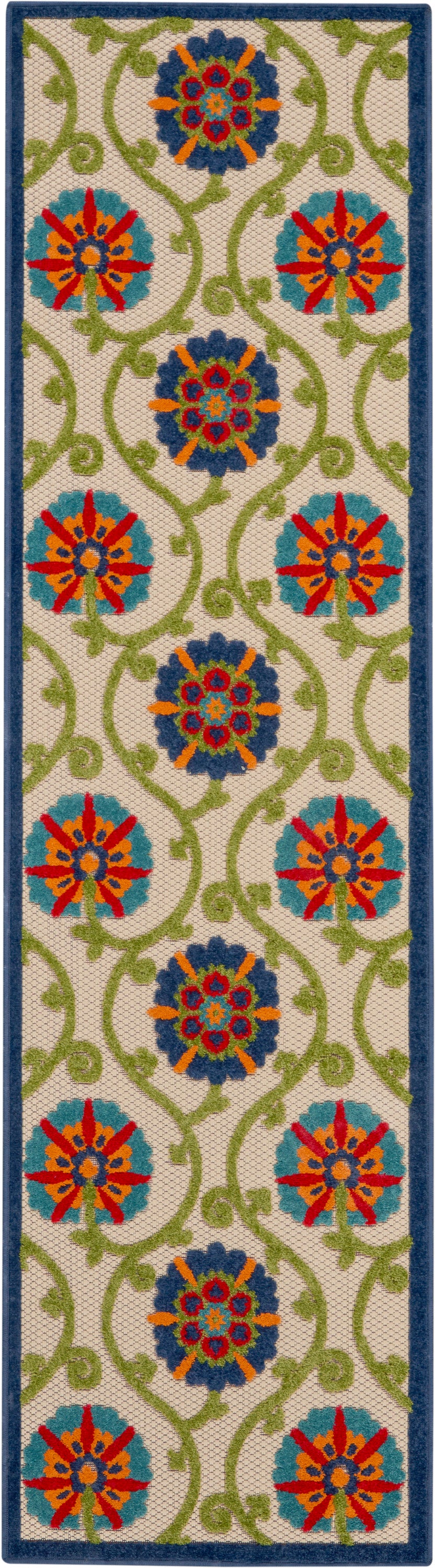 Nourison Home Aloha ALH19 Blue Multicolor Contemporary Power-loomed Rugs