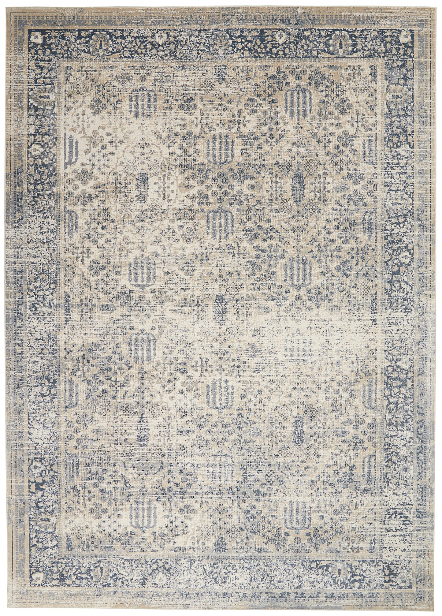 Nourison Home Malta  Ivory Blue  Traditional