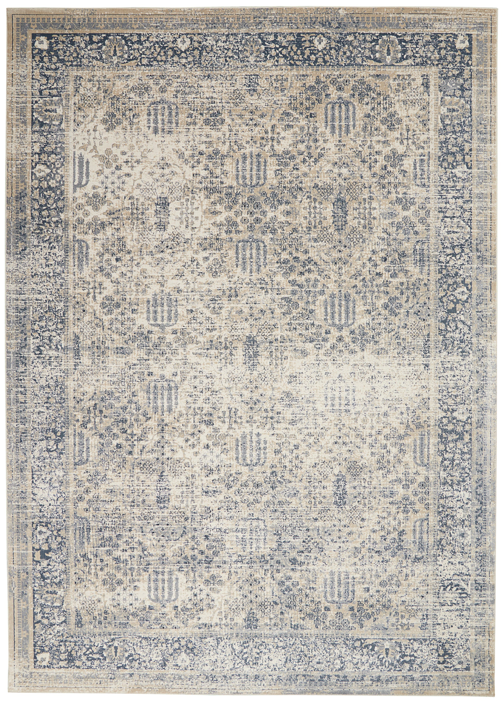 Nourison Home Malta  Ivory Blue  Traditional