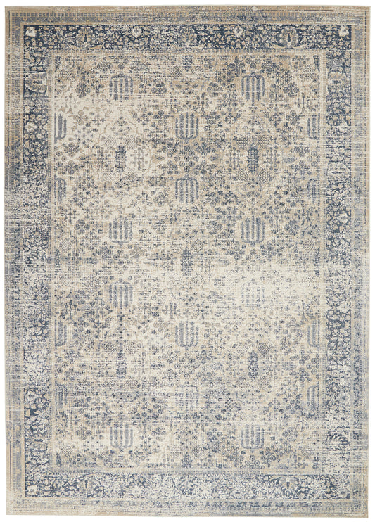 Nourison Home Malta  Ivory Blue  Traditional