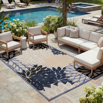 Nourison Home Aloha  Blue Multicolor  Contemporary