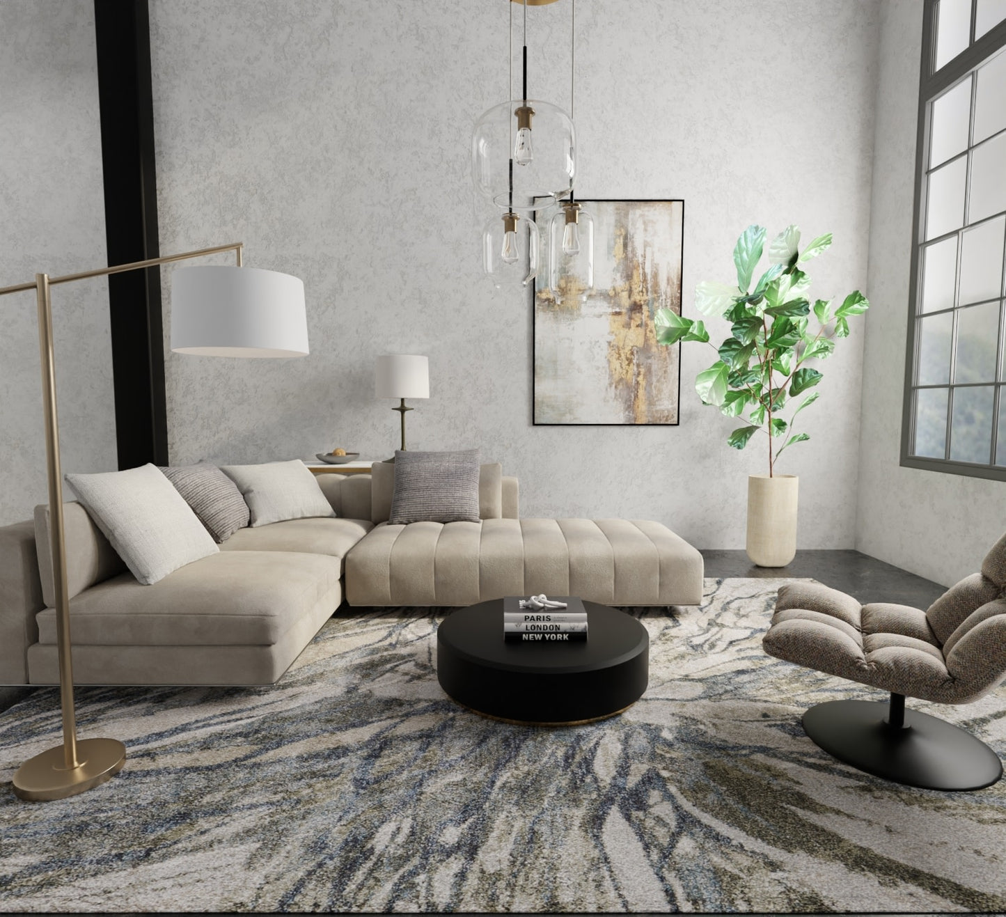 Feizy Skyview  Green  Modern/Bohemian & Eclectic/Industrial