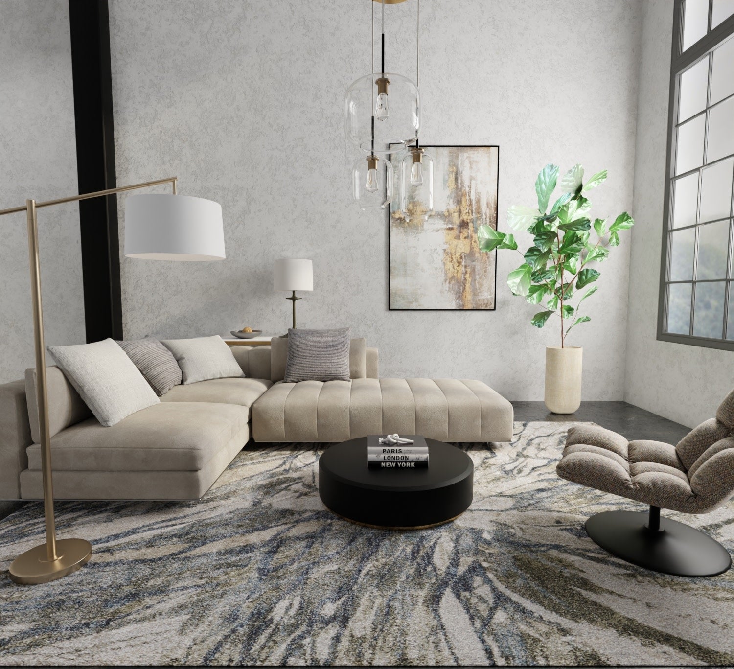 Feizy Skyview  Green  Modern/Bohemian & Eclectic/Industrial