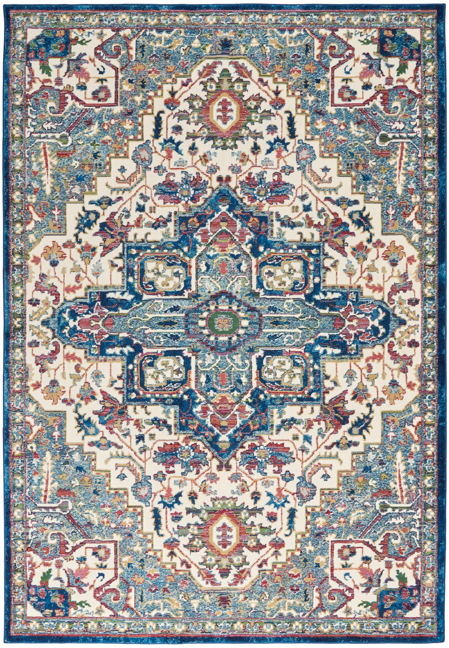 Nourison Home Ankara Global ANR15 Ivory Navy Transitional Power-loomed Rug