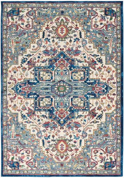 Nourison Home Ankara Global ANR15 Ivory Navy Transitional Power-loomed Rug