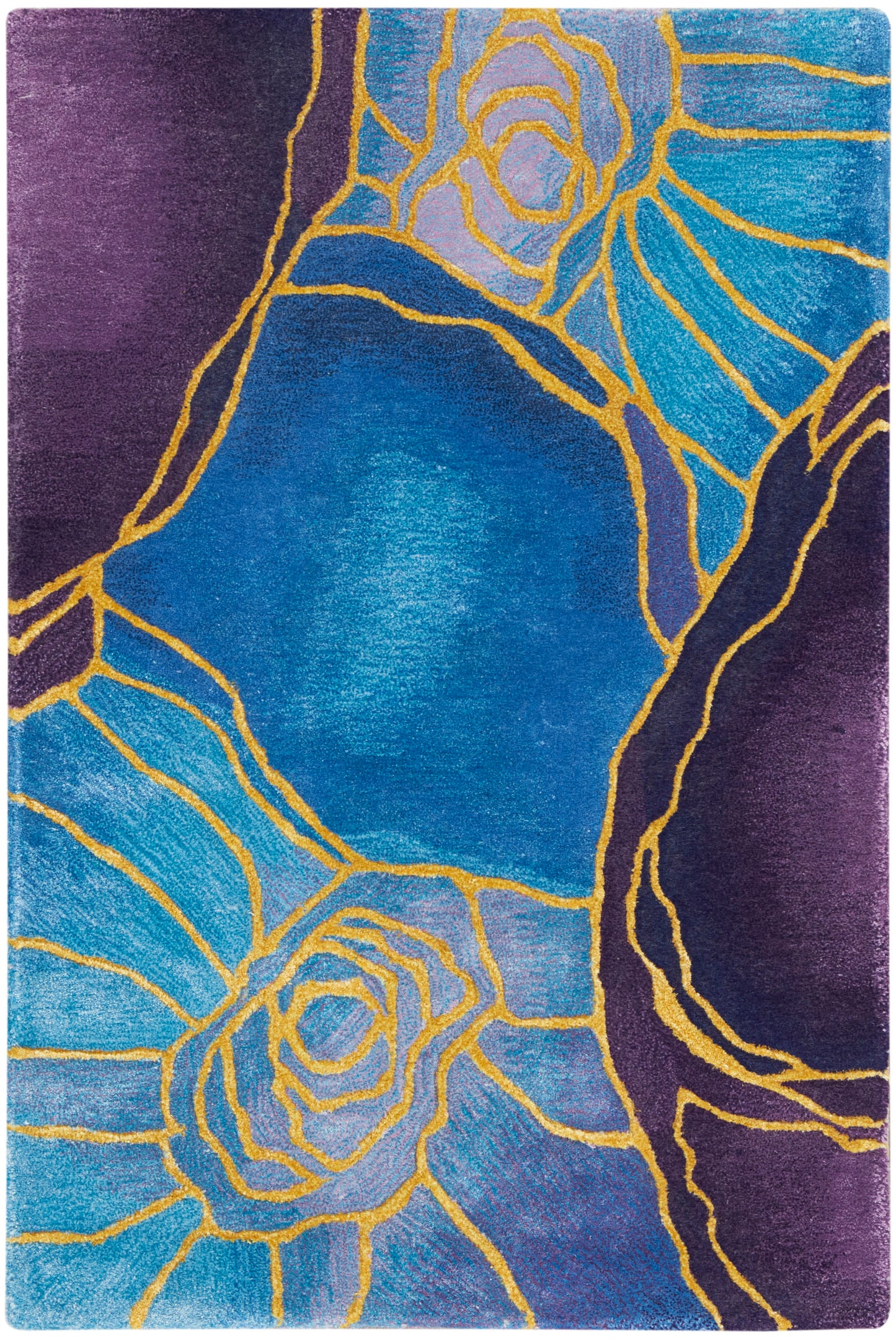 Nourison Home Prismatic PRS32 Blue Gold Contemporary Hand Tufted Rug