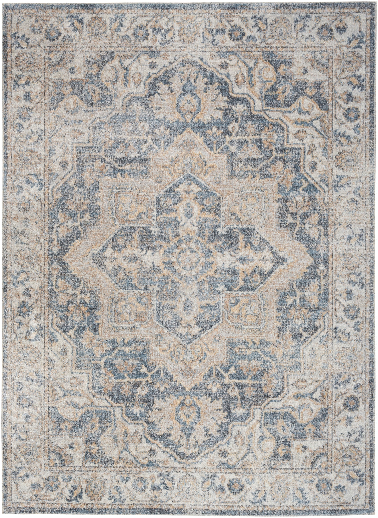 Nourison Home Astra Machine Washable ASW12 Grey Blue Traditional Power-loomed Rug