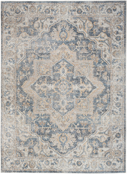 Nourison Home Astra Machine Washable ASW12 Grey Blue Traditional Power-loomed Rug