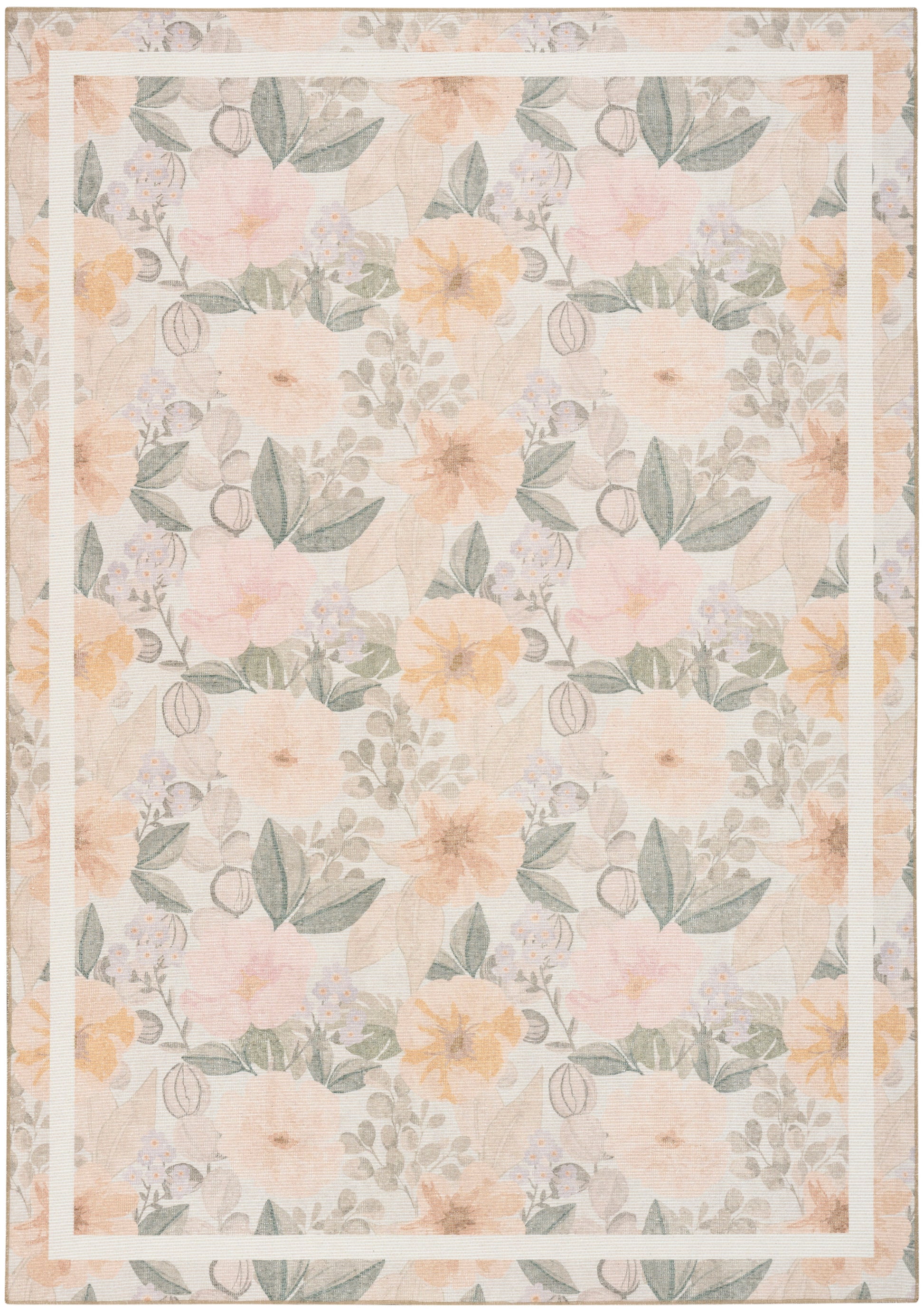 Nourison Home Botanical Washables  Beige Multicolor  Contemporary