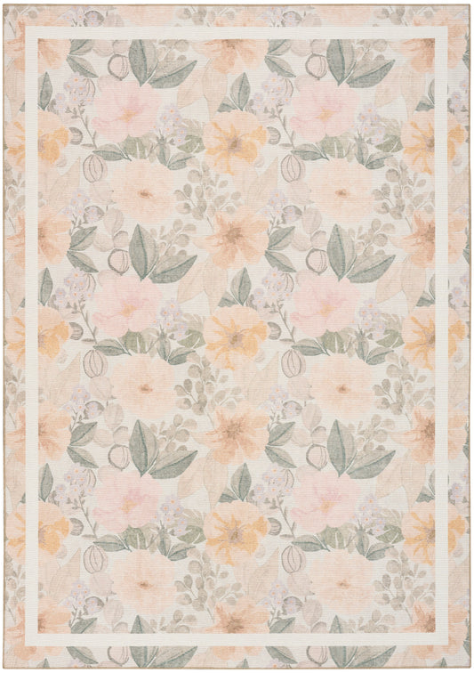 Nourison Home Botanical Washables  Beige Multicolor  Contemporary