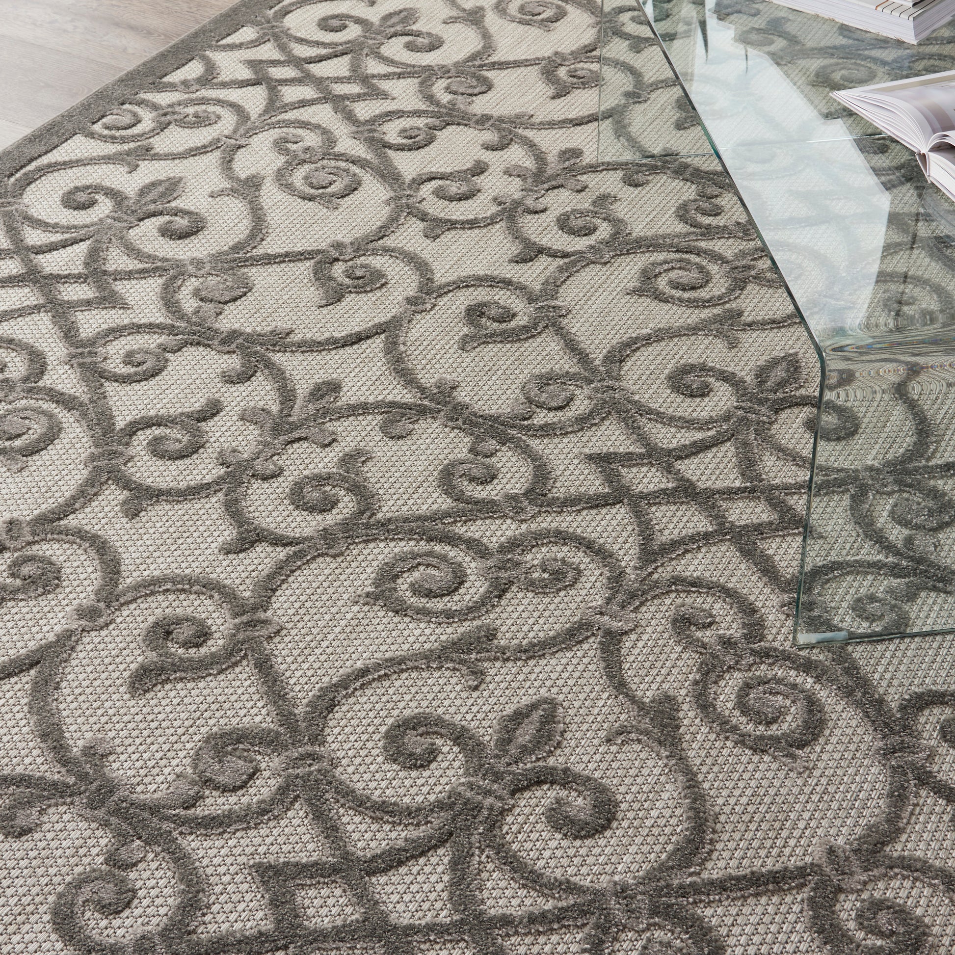 Nourison Home Aloha  Grey Charcoal  Contemporary