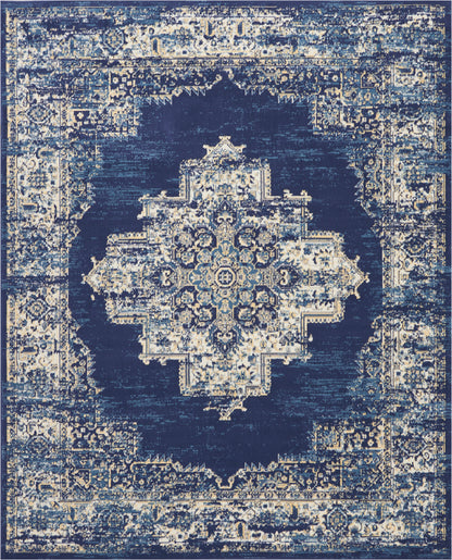 Nourison Home Grafix GRF14 Navy Blue Transitional Power-loomed Rug